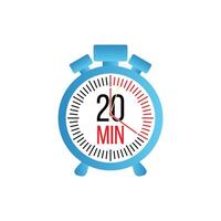 Stopwatch 20 minutes icon illustration in flat style With a white background vector