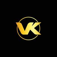 Vk Letter Golden Logo in a round shape vector