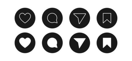 Social media round button flat line style icon set vector