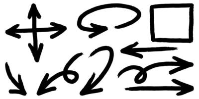 Set of Hand drawn arrows doodle on white background. vector