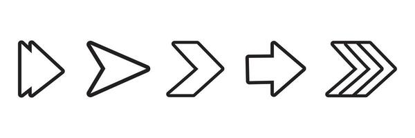Set different cursor arrow direction symbols in flat style. Modern simple arrows. vector