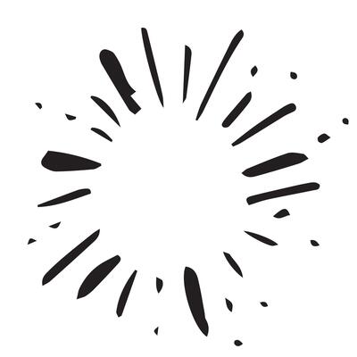 Sunburst doodle. Star burst hand drawn radial lines.