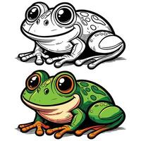 Adorable Frog Illustration in Color and Outline Cartoon Style Perfect for Kids Designs vector