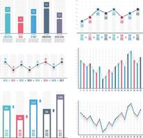 Bar graph and line graph templates, business infographics vector