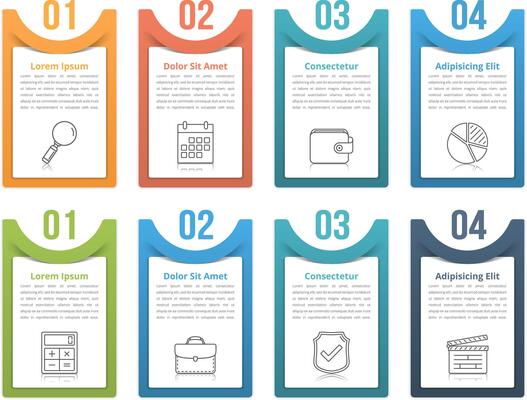 Set of infographic elements with numbers, line icons and place for your text, can be used as workflow, process, steps or options