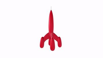 Red rocket model launch preparation in a studio setting video