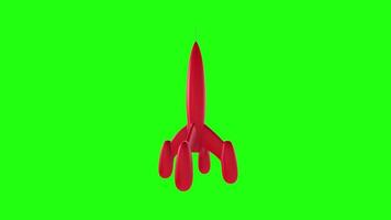 Red rocket launch animation on a green background video
