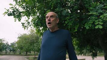 Elderly Man In Shock Stares Open-mouthed With Stony Expression video
