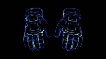 Neon frame effect,Space Gloves Specialized gloves for handling tools in space on black background video