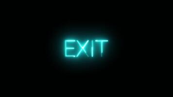 Exit neon text animation on black background video