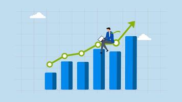 Work improvement, 4k animation of businessman using laptop to enhance data charts and graphs. video