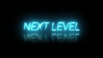 Next Level neon text animation on black background video