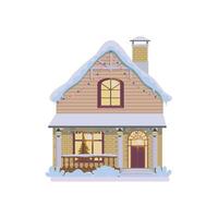 Decorated Christmas House With Light String vector
