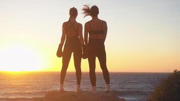 Sunset Boxing Workout on the Cliffside With Stunning Ocean Views video