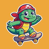 Cheerful Turtle on a Skateboard A Joyous Ride vector