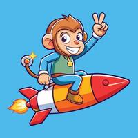 Joyous Monkey Soaring the Heavens with Peace and Precision vector