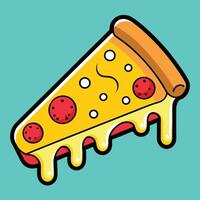 Animated Sticker of a Drooling Cartoon Pizza Slice with Pepperoni and Melted Cheese vector