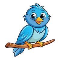 Cartoon Illustration of a Charming Bird Perched on a Tree Branch vector