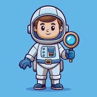 Adorable Cartoon Icon of an Astronaut with Detective Skills and a Quirky Charm vector