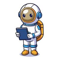 Adorable Astronaut with Clipboard Floating in Space Cartoon Icon vector