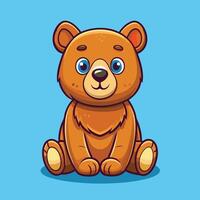 Adorable Cartoon Icon of a Sitting Bear with a Charming Expression vector