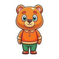 Adorable Cartoon Icon of a Standing Bear with a Heart-Warming Expression vector