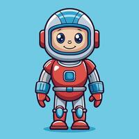 Adorable Astronaut Robot Warrior in Cartoon Style with Icon Representation vector