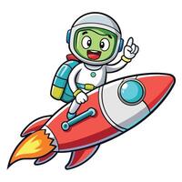 Adorable Astronaut Soaring Through Space with Friendly Alien Companion vector