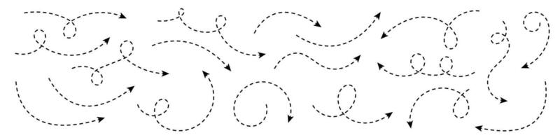 Curved dotted arrow. Zigzag arrow stripes design with dotted lines. vector