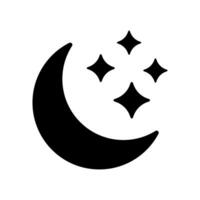 Crescent moon with stars icon on white background. Night icon. Crescent moon icon. Minimalist style. vector