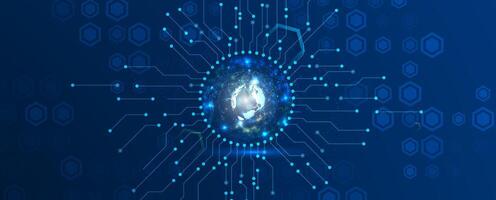 the digital world is shown with a digital image of a coin vector