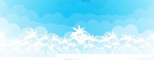 tropical palm trees on a blue sky background vector