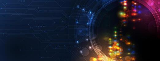 abstract background with glowing lights and circuit board vector