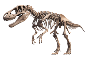 skeletal reconstruction of a prehistoric dinosaur on transparent background png
