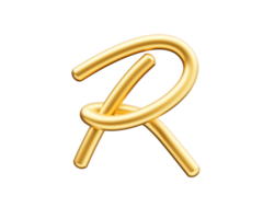 3d Golden Shiny Capital Letter R Alphabet R Rounded Inflatable Font 3d Illustration png