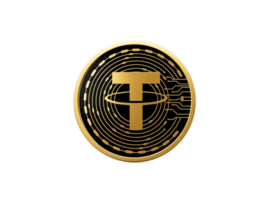 3d Golden And Black Rounded Cryptocurrency Tether USDT Coin 3d Illustration png