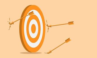 illustration arrows miss the target board, concept of lost in focus, failure, fail, mistake vector