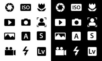 icon set camera aperture iso macro portrait live view gallery vector