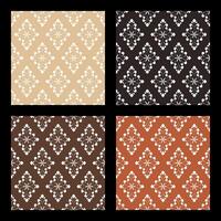 color set floral batik seamless pattern half drop repeat vector