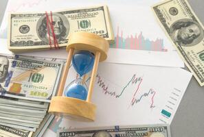 Businessman managing projects and organizing time in critical situations from economic crisis using data analysis report to increase productivity and achieve business goal. Effective time management. photo