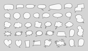 Set of speech bubble, thought bubble, and boom speech bubble with outline vector