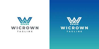 crown w letter logo design with gradient color vector