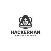 hacker man logo design vector