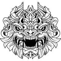 Hand drawn of monkey and balinese mask vector
