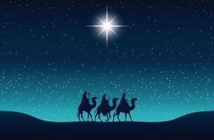 Three wise men silhouette.Happy epiphany day illustration vector