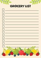 grocery list template with fruits flat illustration vector
