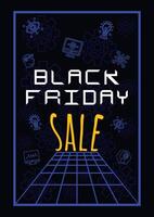 black friday sale neon flyer design vector
