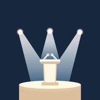 Speech podium with microphone and lighting vector