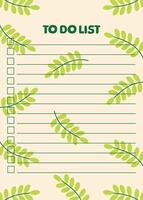 to do list template with leaves flat illustration vector
