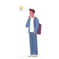young man while thinking flat illustration isolated on white background vector